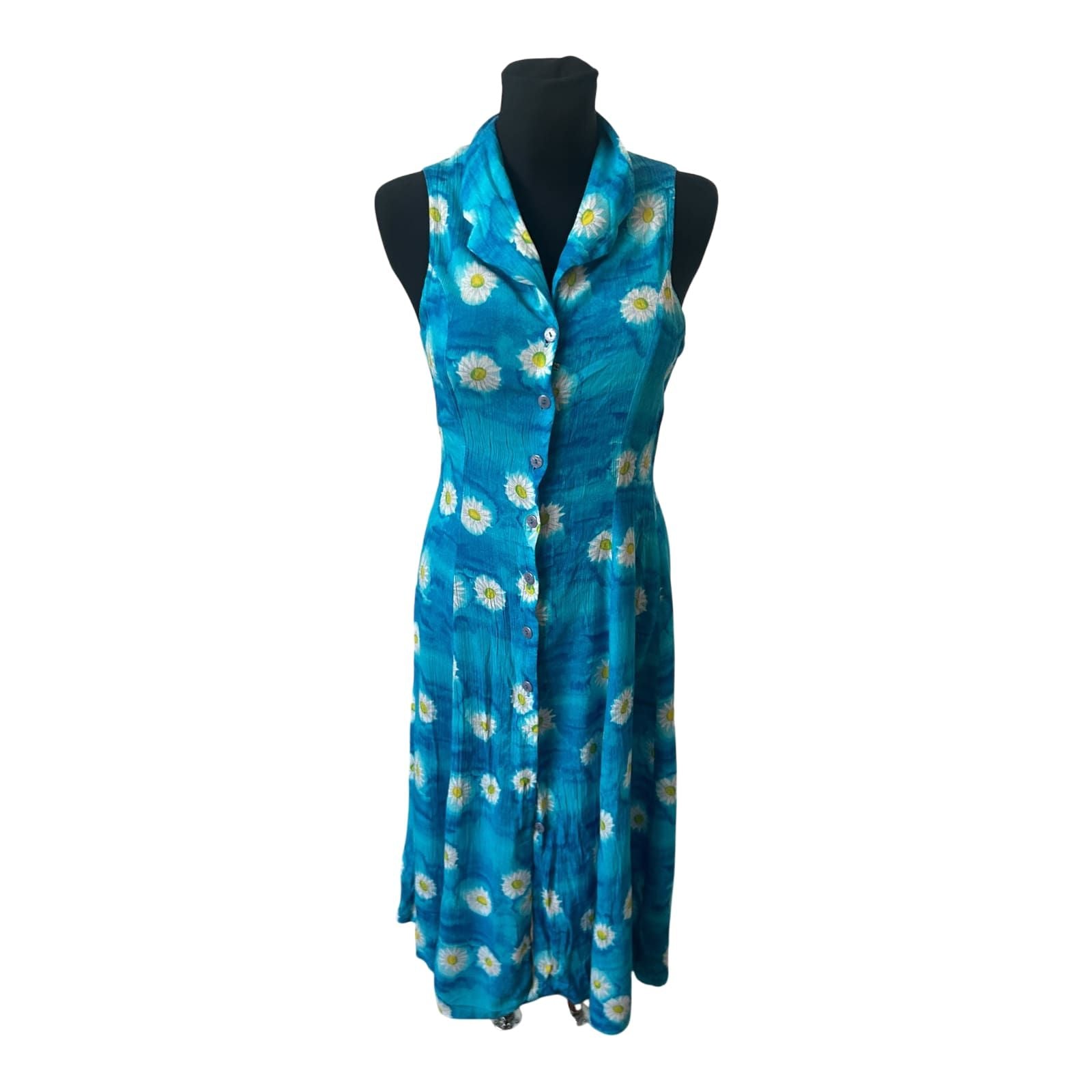 C&A Vintage Sommerkleid Damen Blumenmuster ärmellos Viskose lang Gr 36