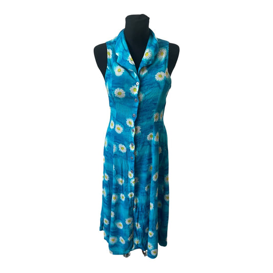 C&A Vintage Sommerkleid Damen Blumenmuster ärmellos Viskose lang Gr 36