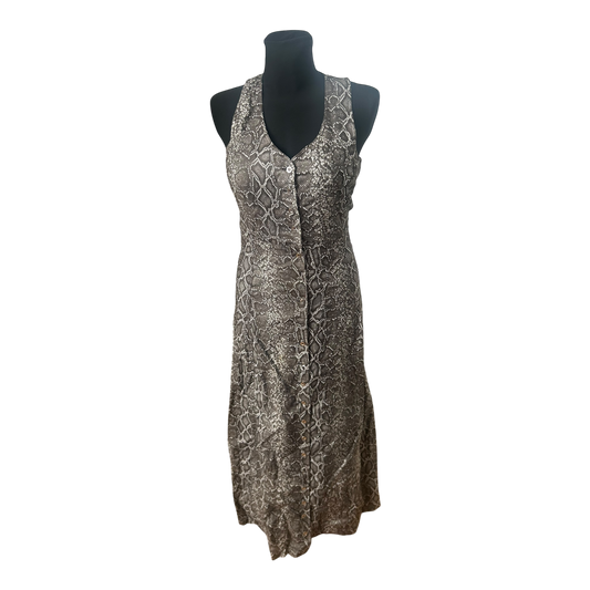 Stirling Cooper Kleid Damen Maxikleid Gr 36 Reptiloptik Ärmellos Elegant