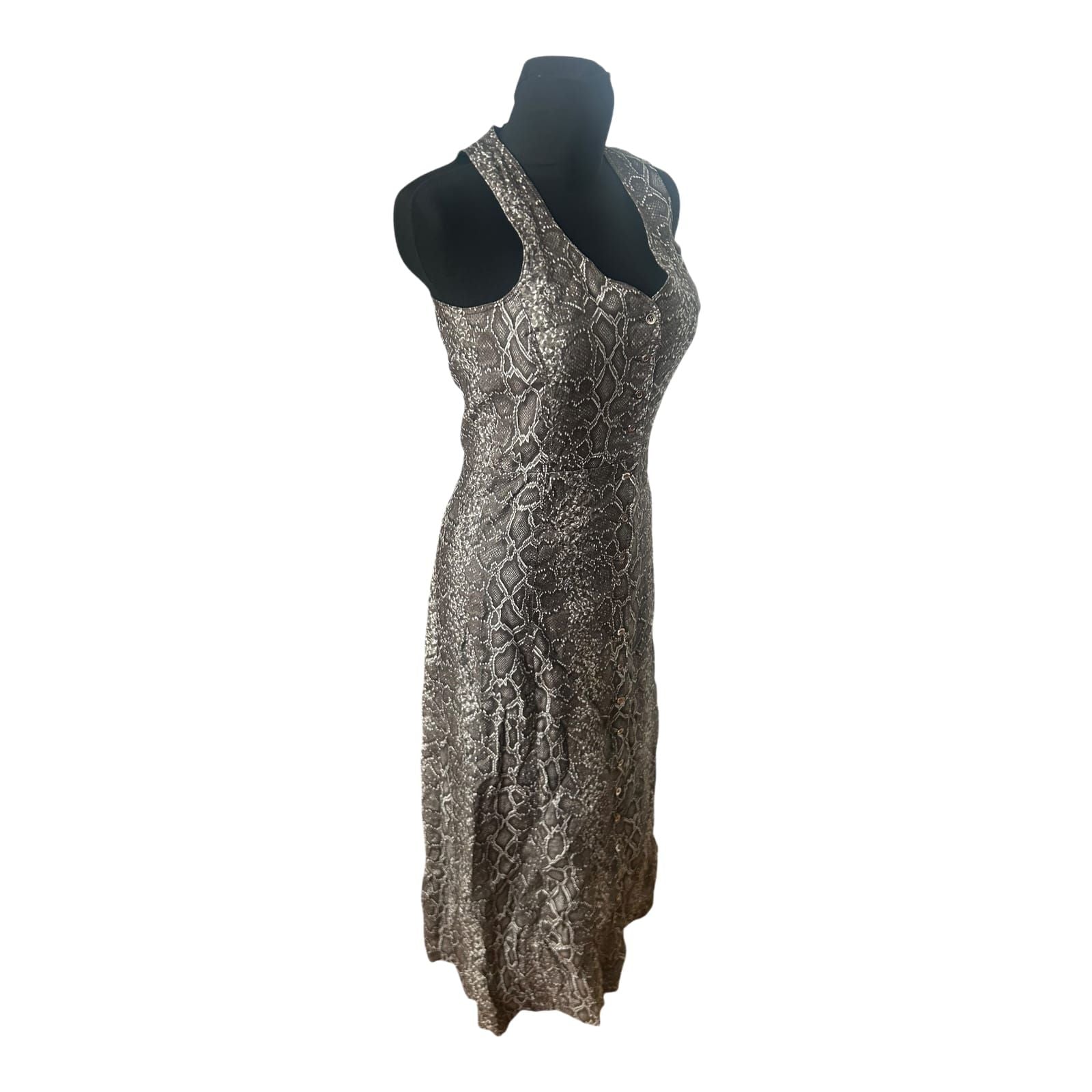 Stirling Cooper Kleid Damen Maxikleid Gr 36 Reptiloptik Ärmellos Elegant