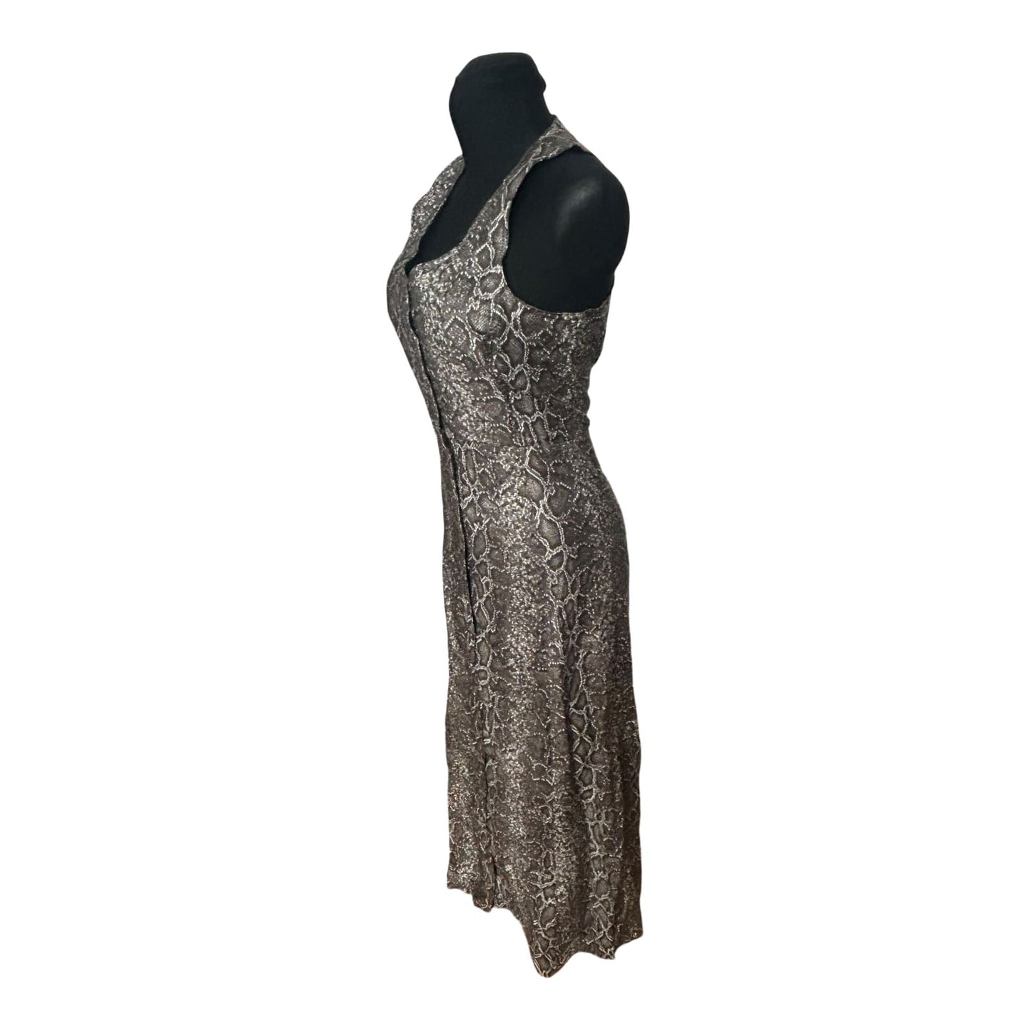 Stirling Cooper Kleid Damen Maxikleid Gr 36 Reptiloptik Ärmellos Elegant