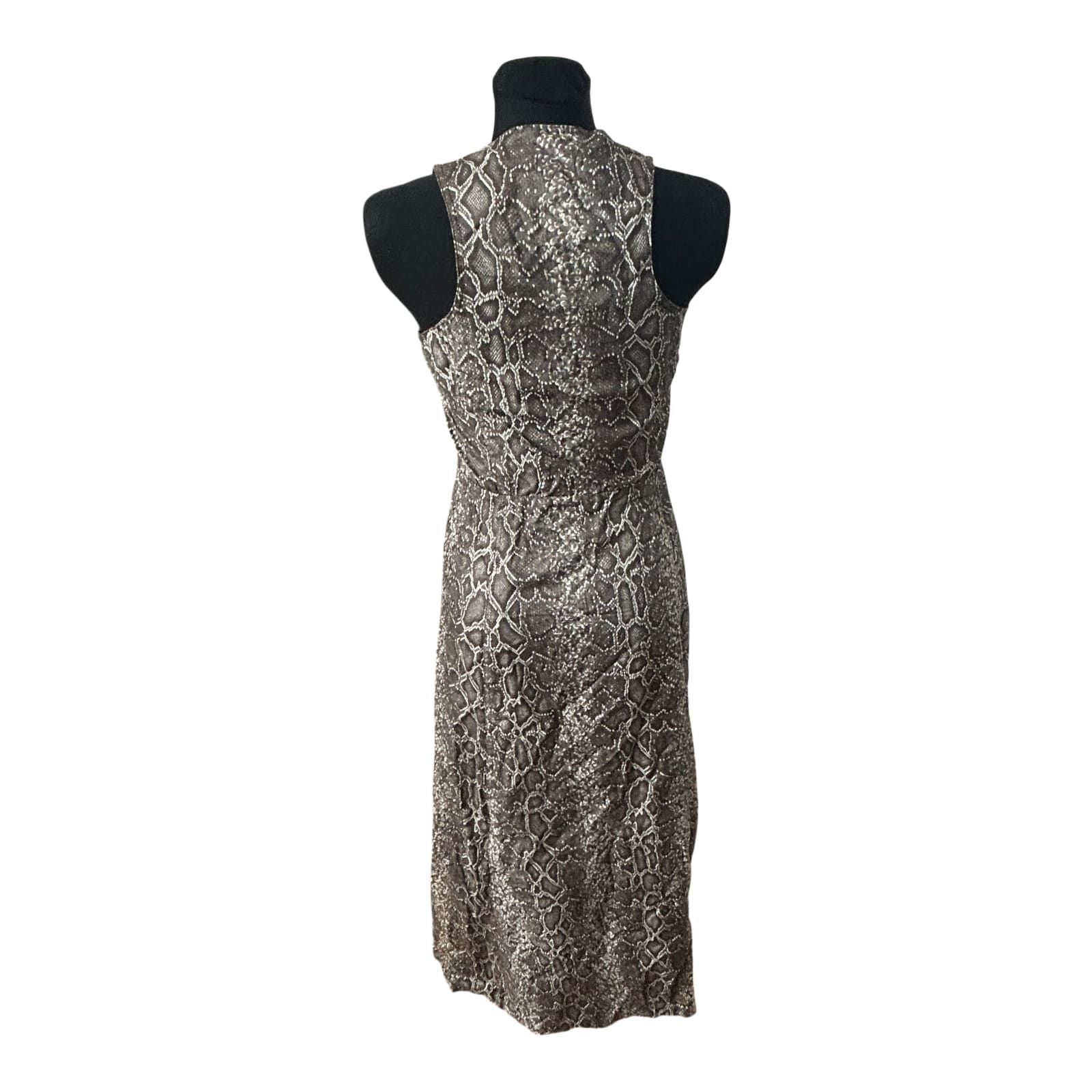Stirling Cooper Kleid Damen Maxikleid Gr 36 Reptiloptik Ärmellos Elegant