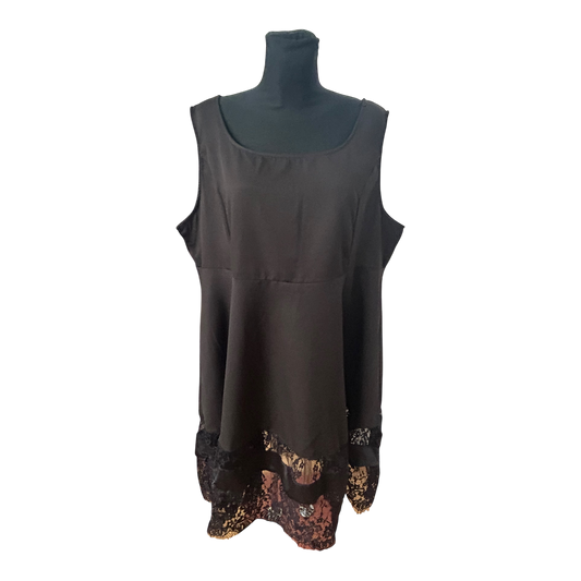 Nextmia Damenkleid Größe 54 Schwarz ärmellos Spitze elegant