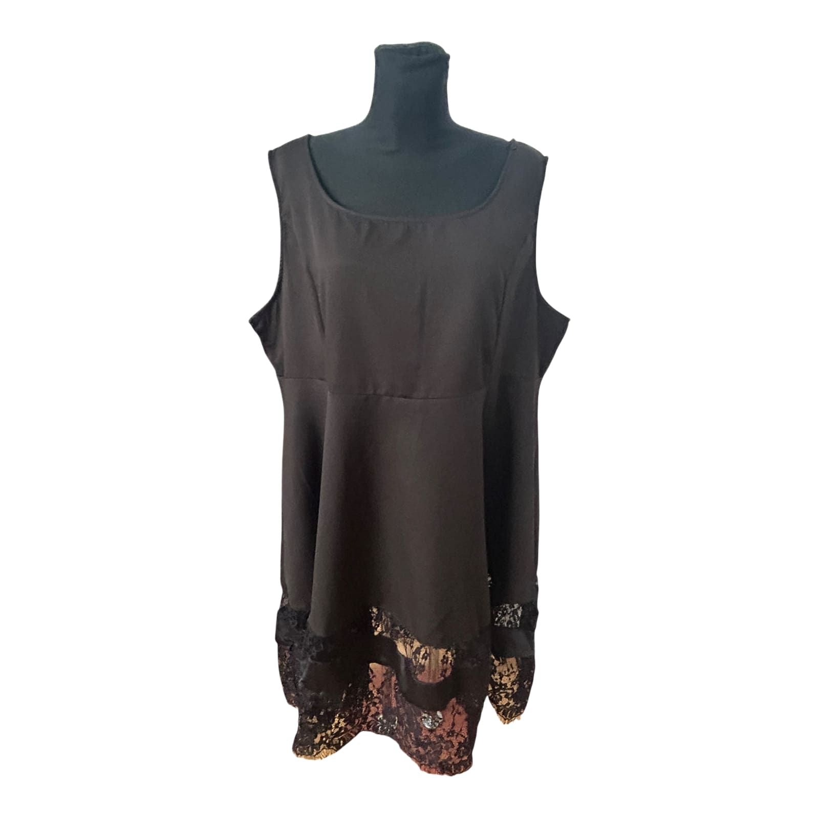 Nextmia Damenkleid Größe 54 Schwarz ärmellos Spitze elegant