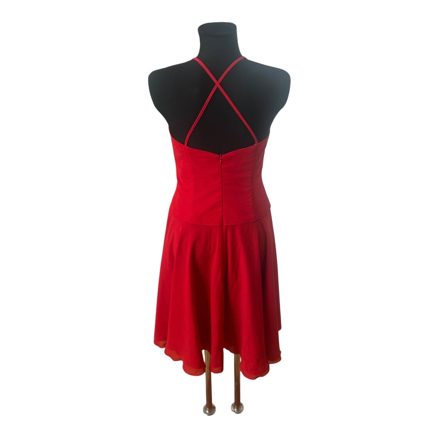 Adagio Damen Kleid Gr 38 Rot Trägerkleid Chiffon Elegant Sommer