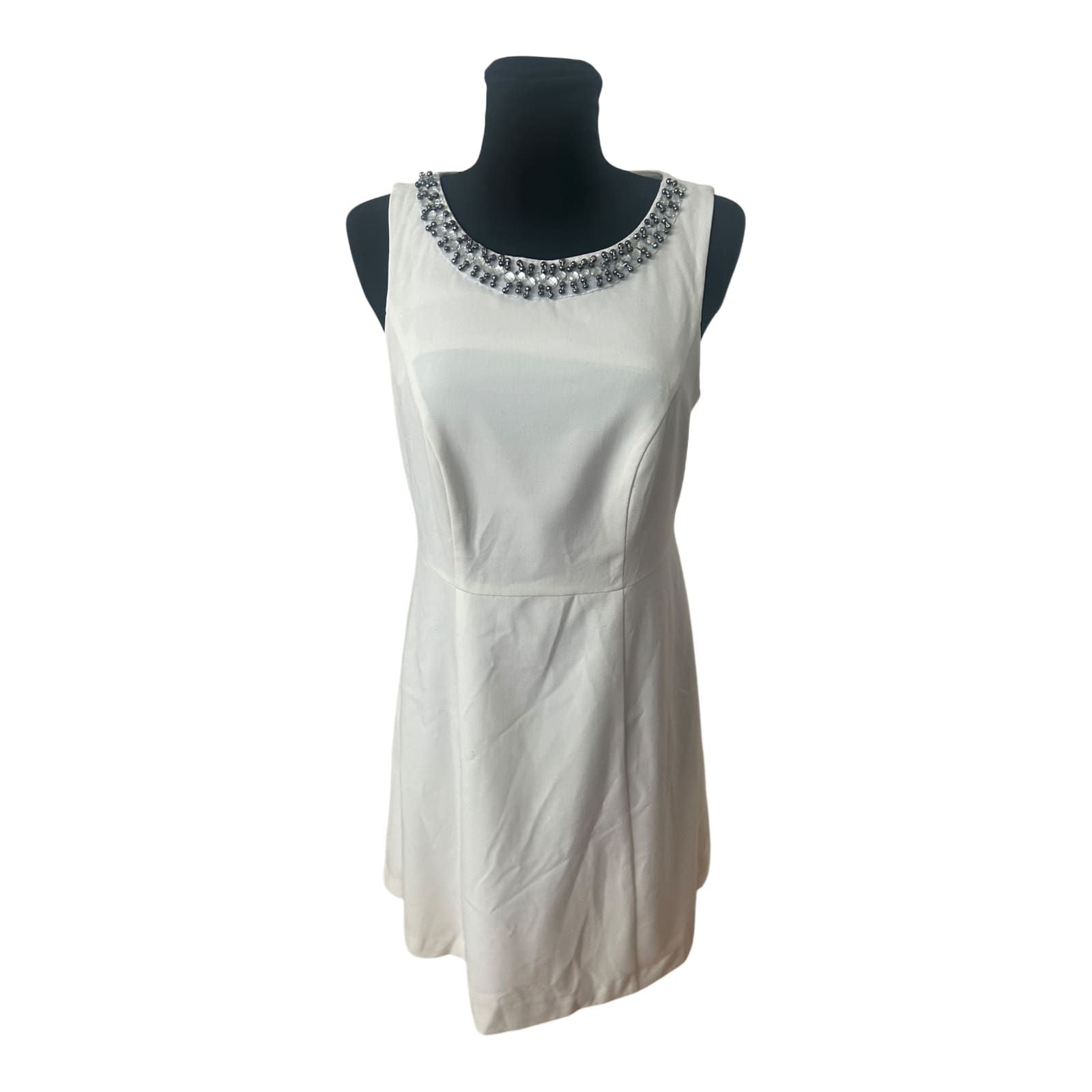 Bodyflirt Kleid Damen Gr 40 Weiß Etuikleid Perlen Elegant Festlich