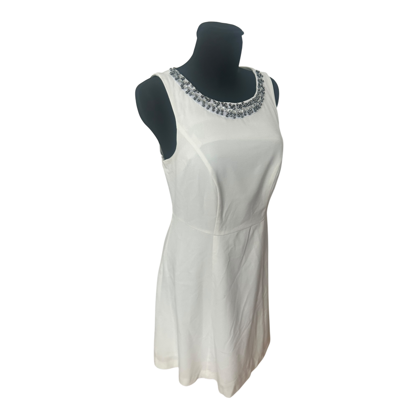 Bodyflirt Kleid Damen Gr 40 Weiß Etuikleid Perlen Elegant Festlich