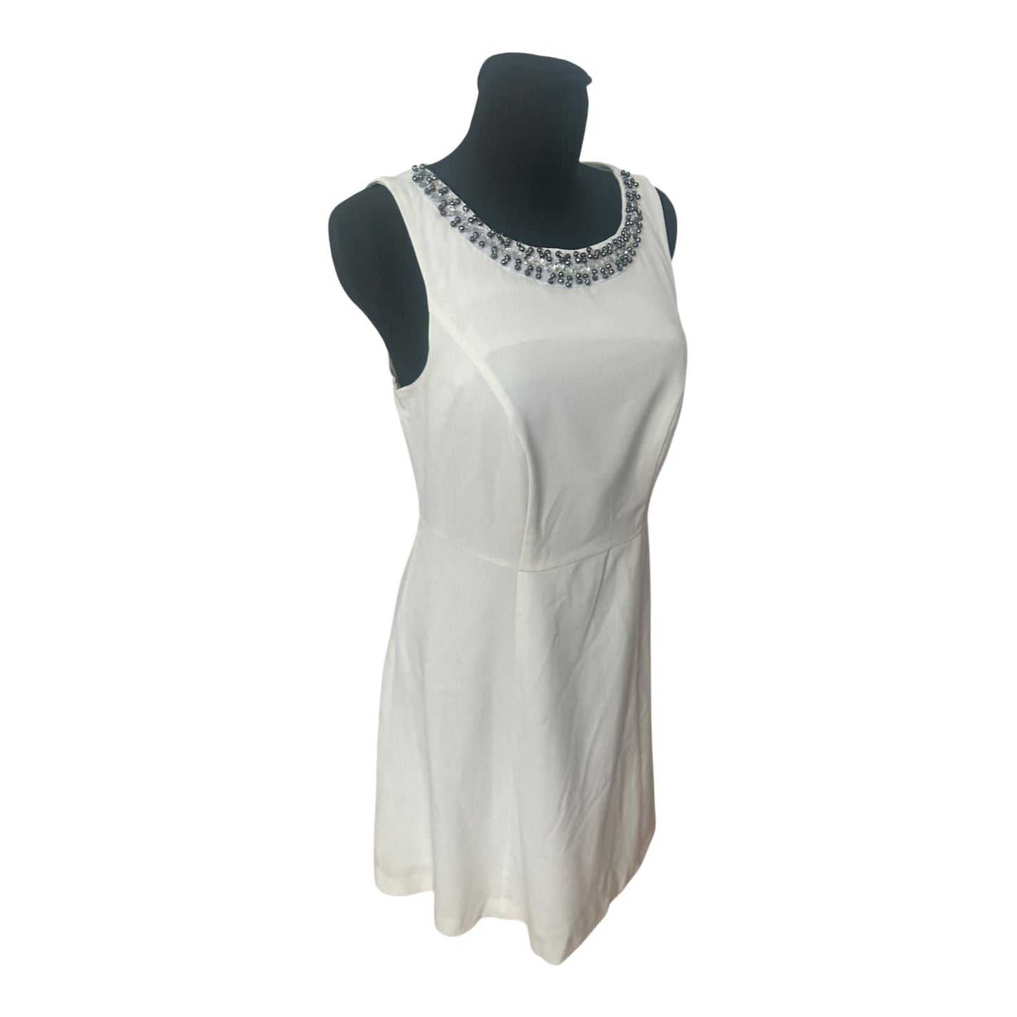 Bodyflirt Kleid Damen Gr 40 Weiß Etuikleid Perlen Elegant Festlich