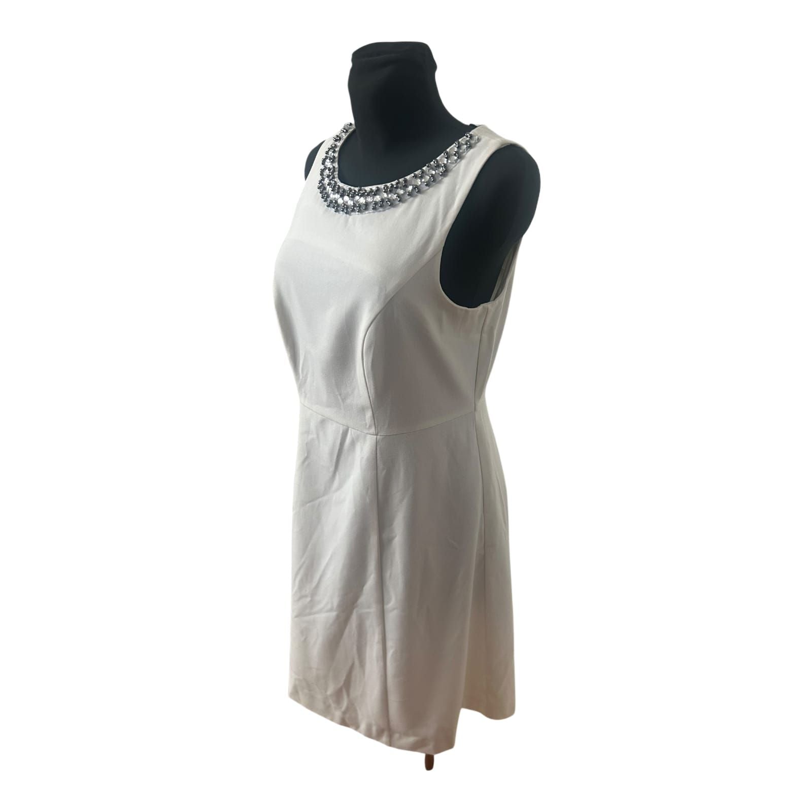Bodyflirt Kleid Damen Gr 40 Weiß Etuikleid Perlen Elegant Festlich