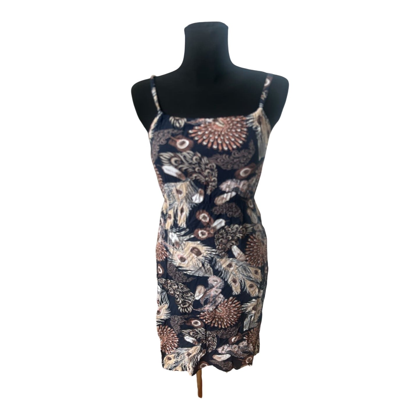 Damen Kleid Trägerkleid XS Blau Muster Sommer Baumwolle Leicht Figurbetont