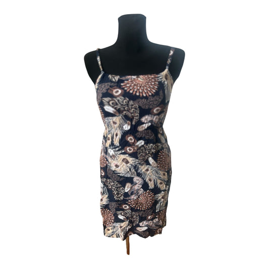 Damen Kleid Trägerkleid XS Blau Muster Sommer Baumwolle Leicht Figurbetont