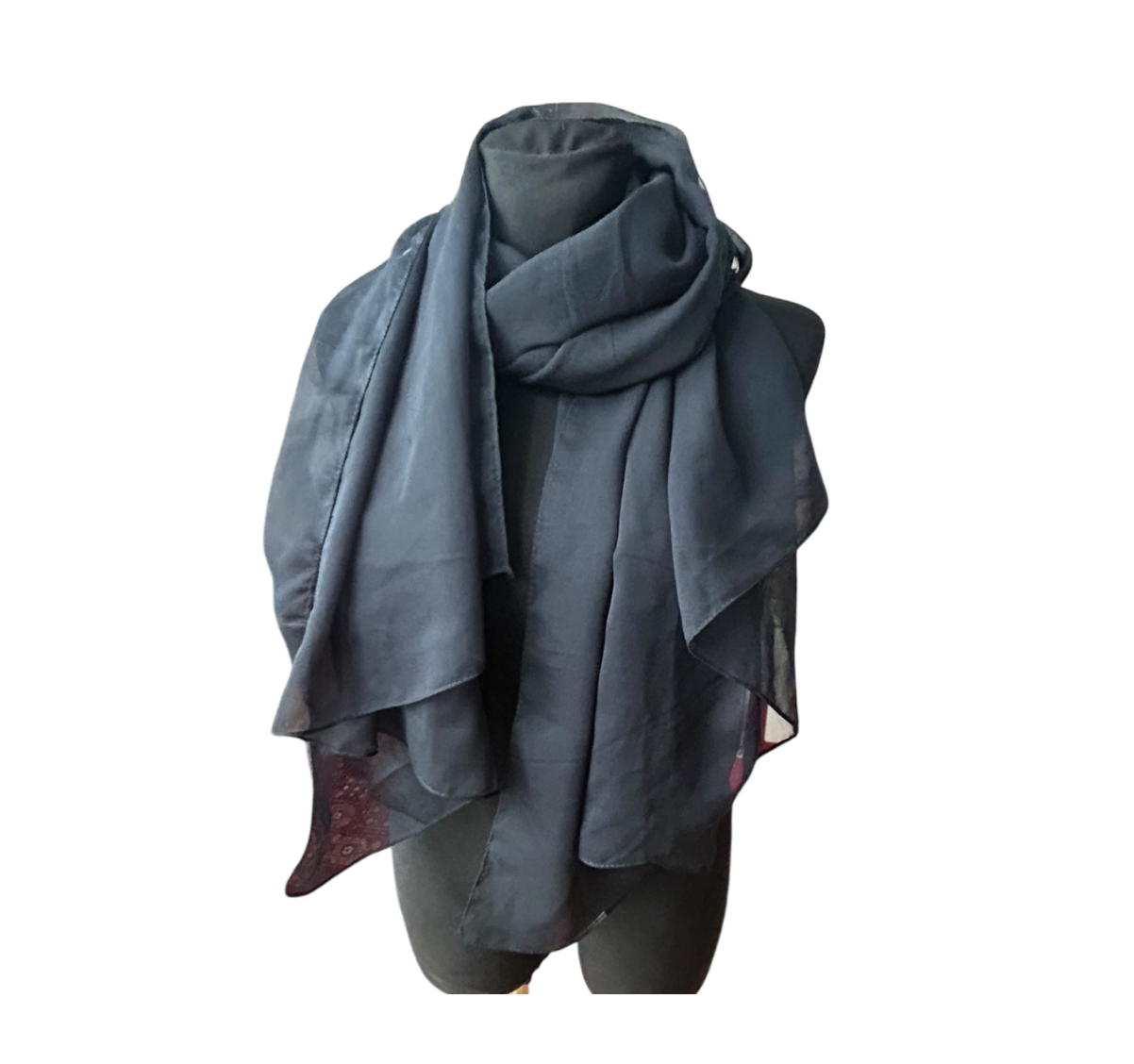 Großes Damen Chiffon Tuch schwarz leicht transparent weich fließend