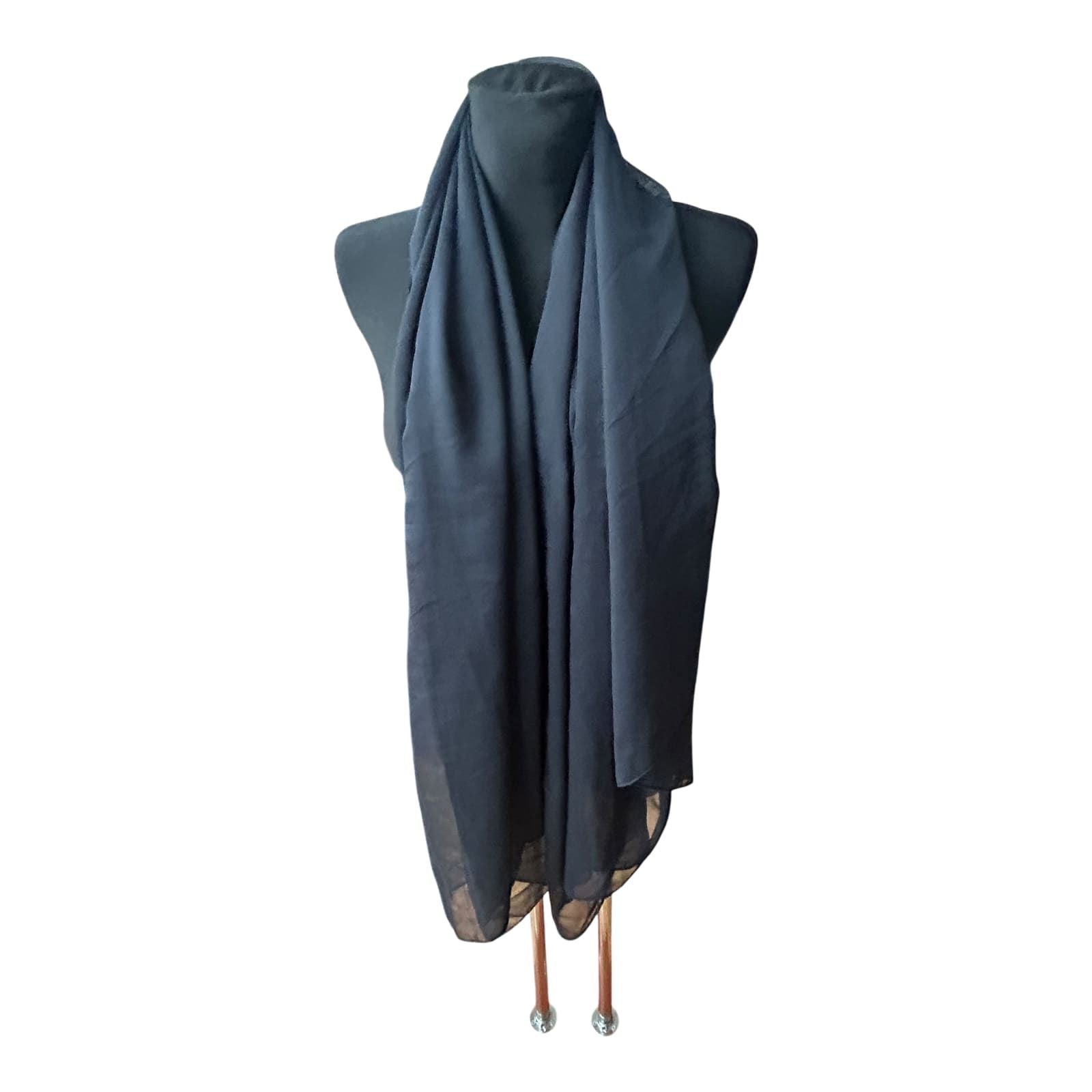 Großes Damen Chiffon Tuch schwarz leicht transparent weich fließend