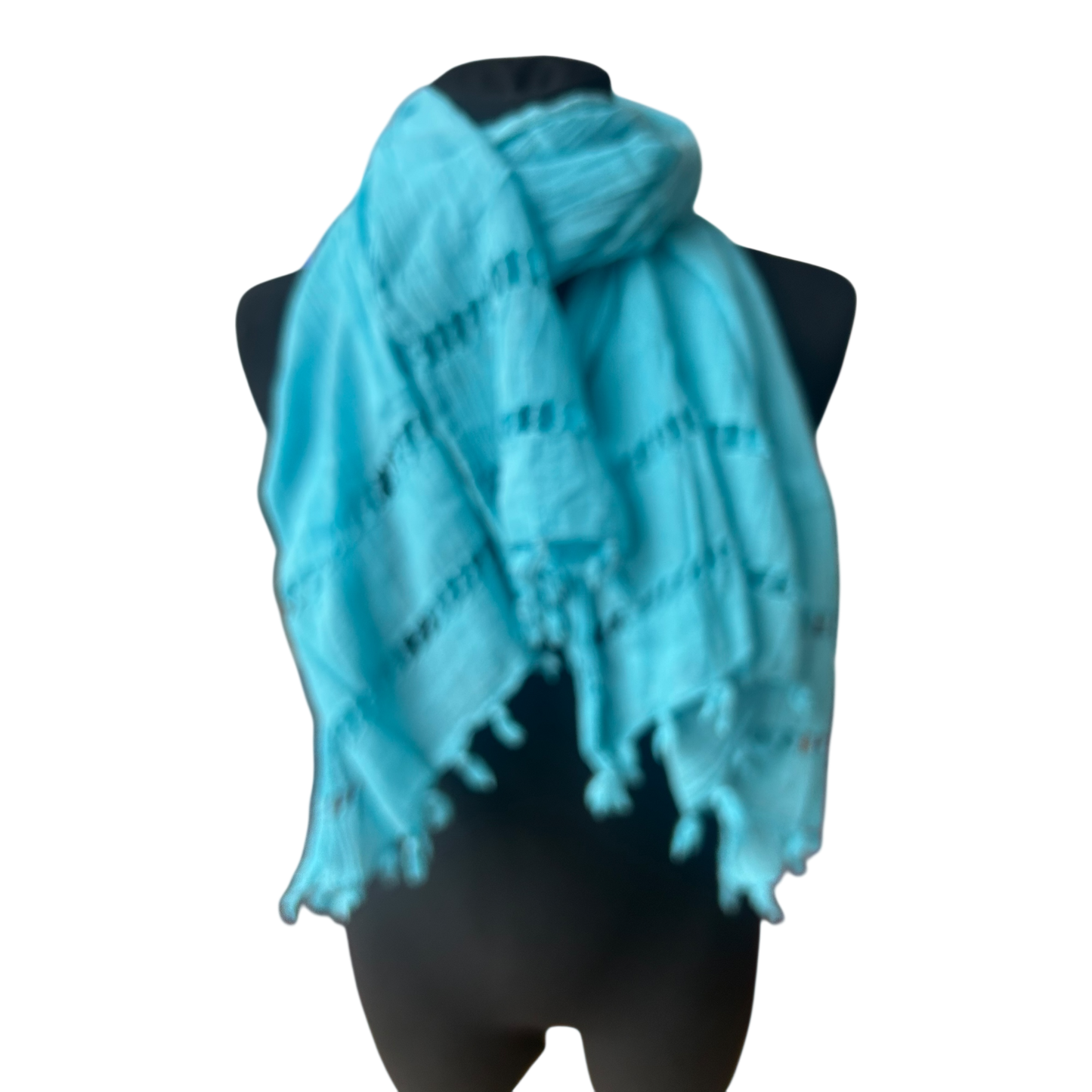 Damen Schal Sommer Tuch Türkis Leicht Weich Elegant Fransen