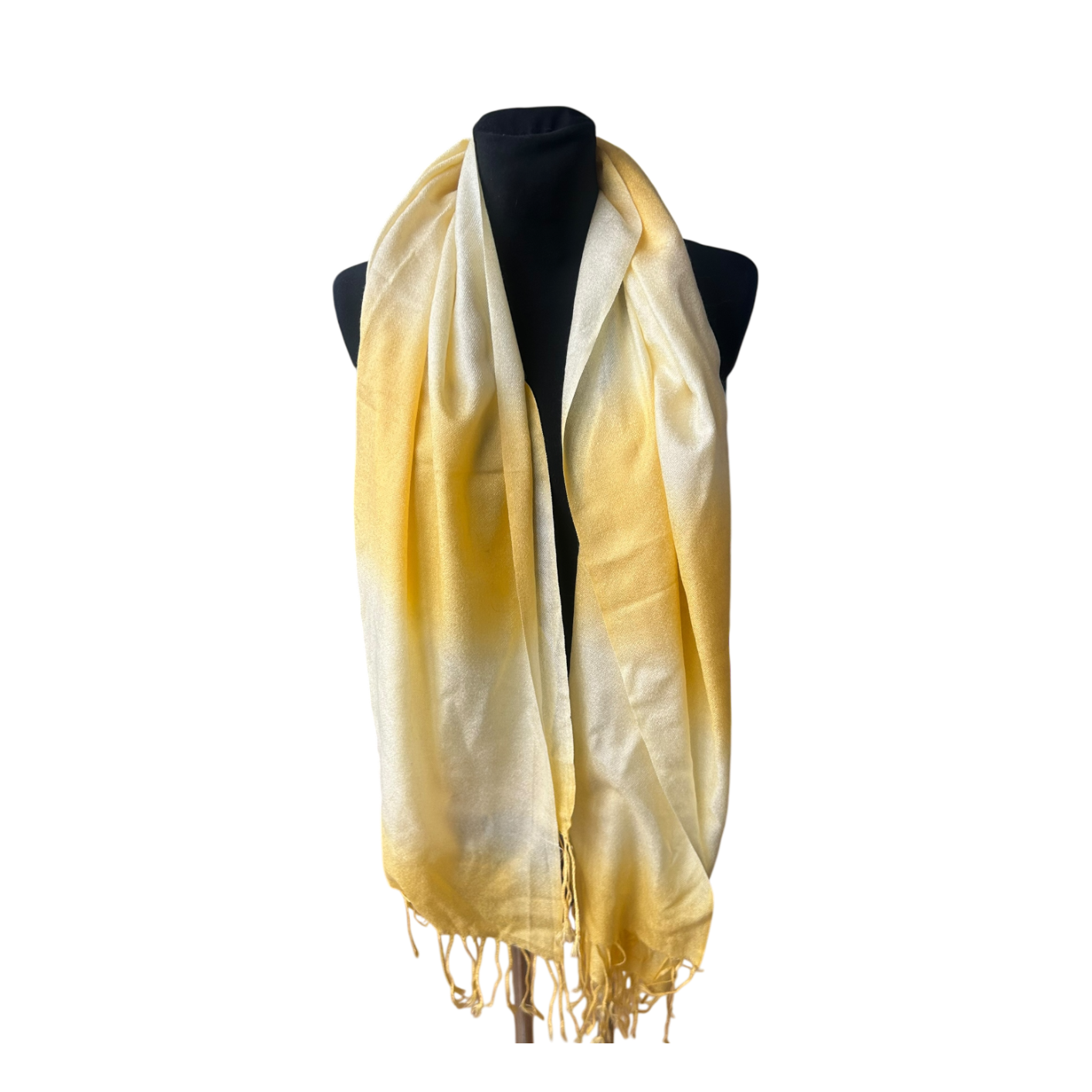 Damen Schal sonnengelb leicht weich mit Fransen Sommer Tuch Elegant Lang Fein