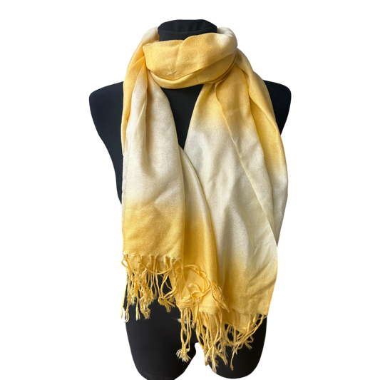 Damen Schal sonnengelb leicht weich mit Fransen Sommer Tuch Elegant Lang Fein