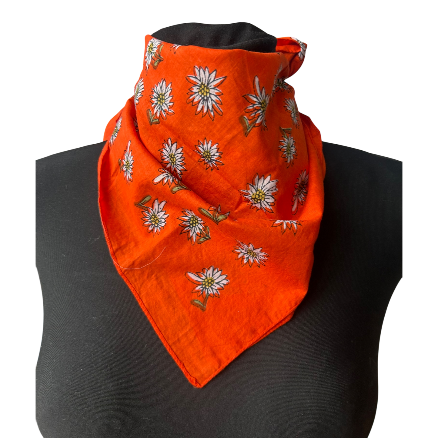 Damen Halstuch Baumwolle Orange Blumen Floral Sommer Tuch