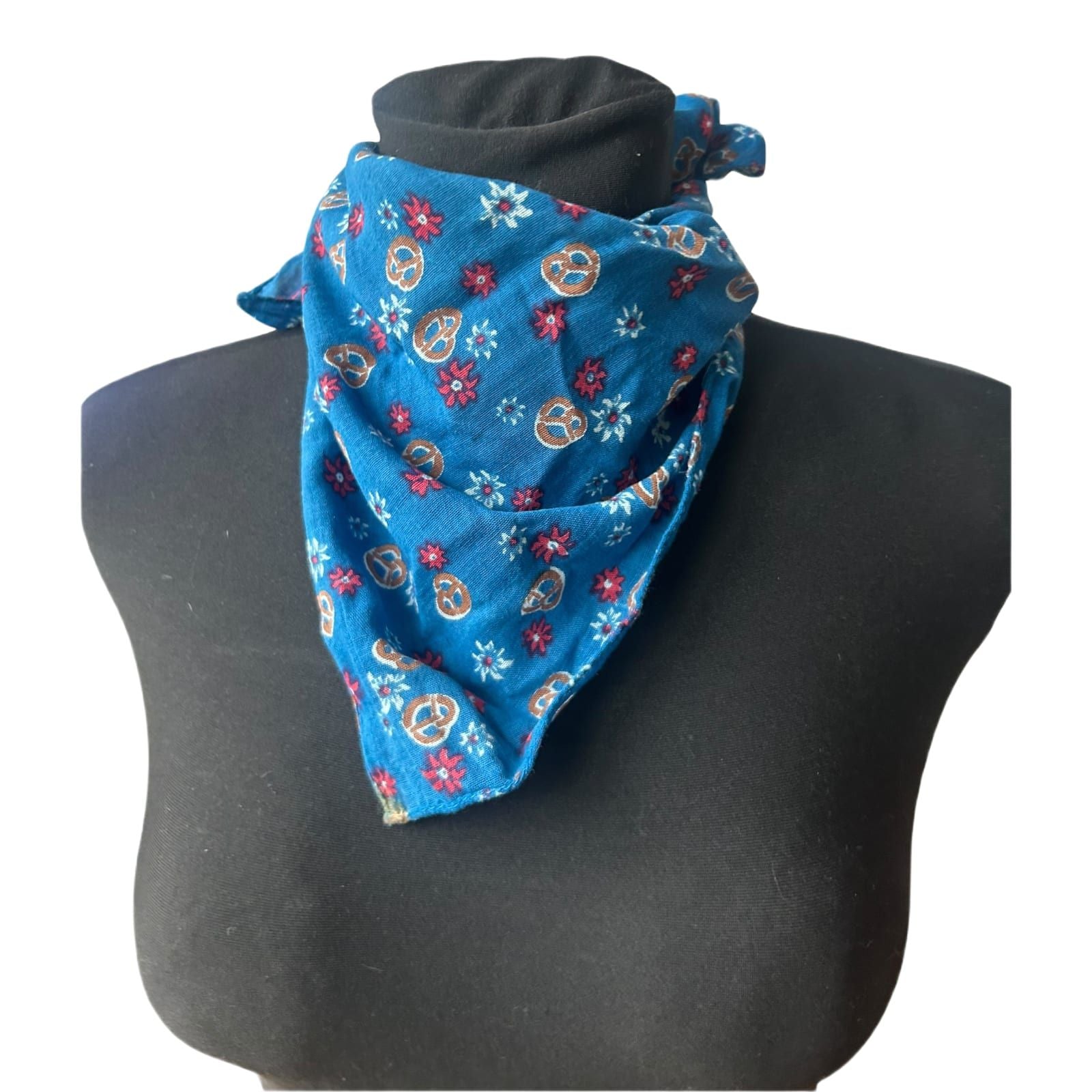 Oktoberfest Halstuch Damen Blau Tracht Dirndl Accessoire Baumwolle Muster