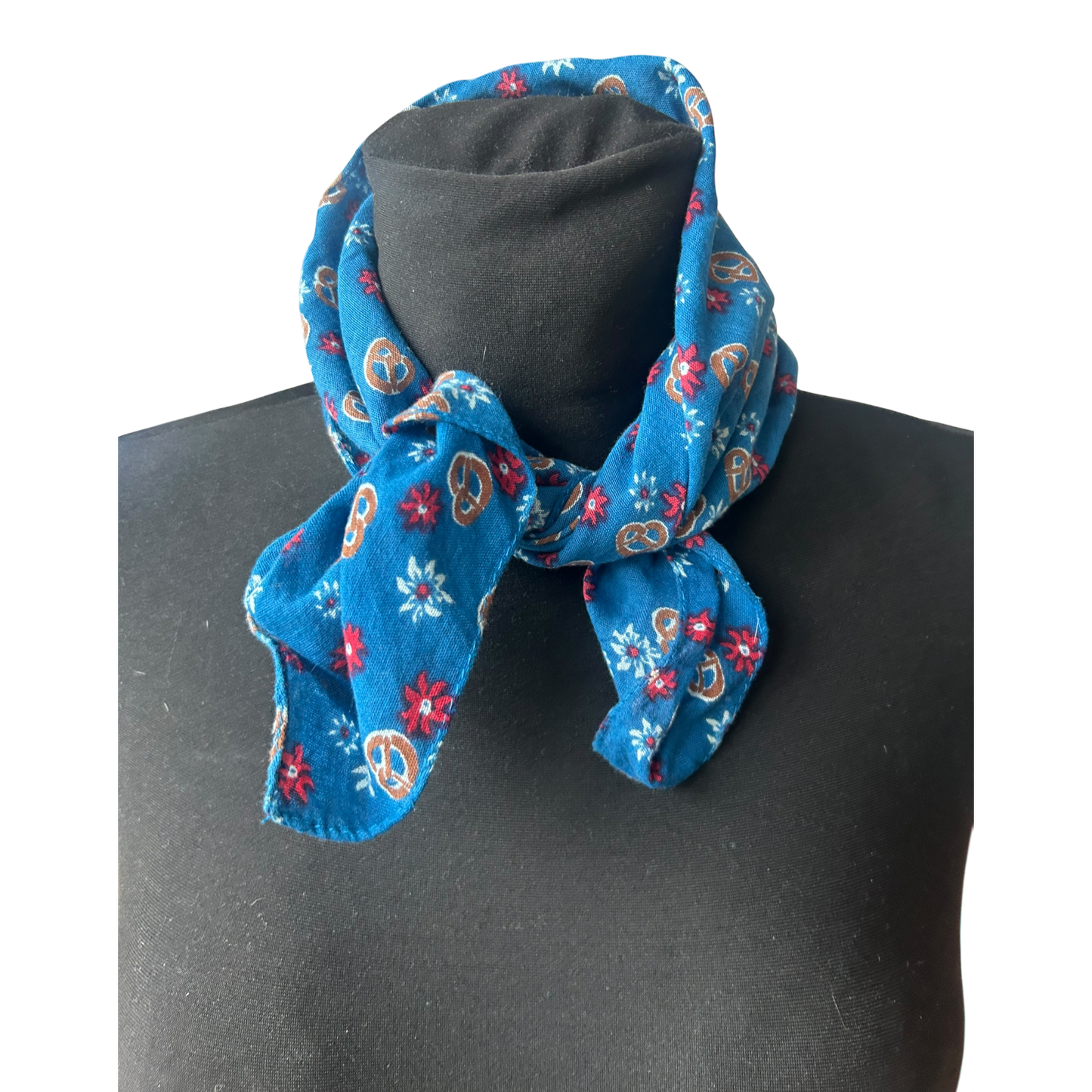 Oktoberfest Halstuch Damen Blau Tracht Dirndl Accessoire Baumwolle Muster