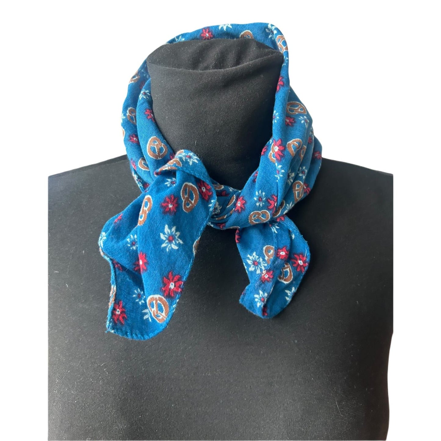 Oktoberfest Halstuch Damen Blau Tracht Dirndl Accessoire Baumwolle Muster