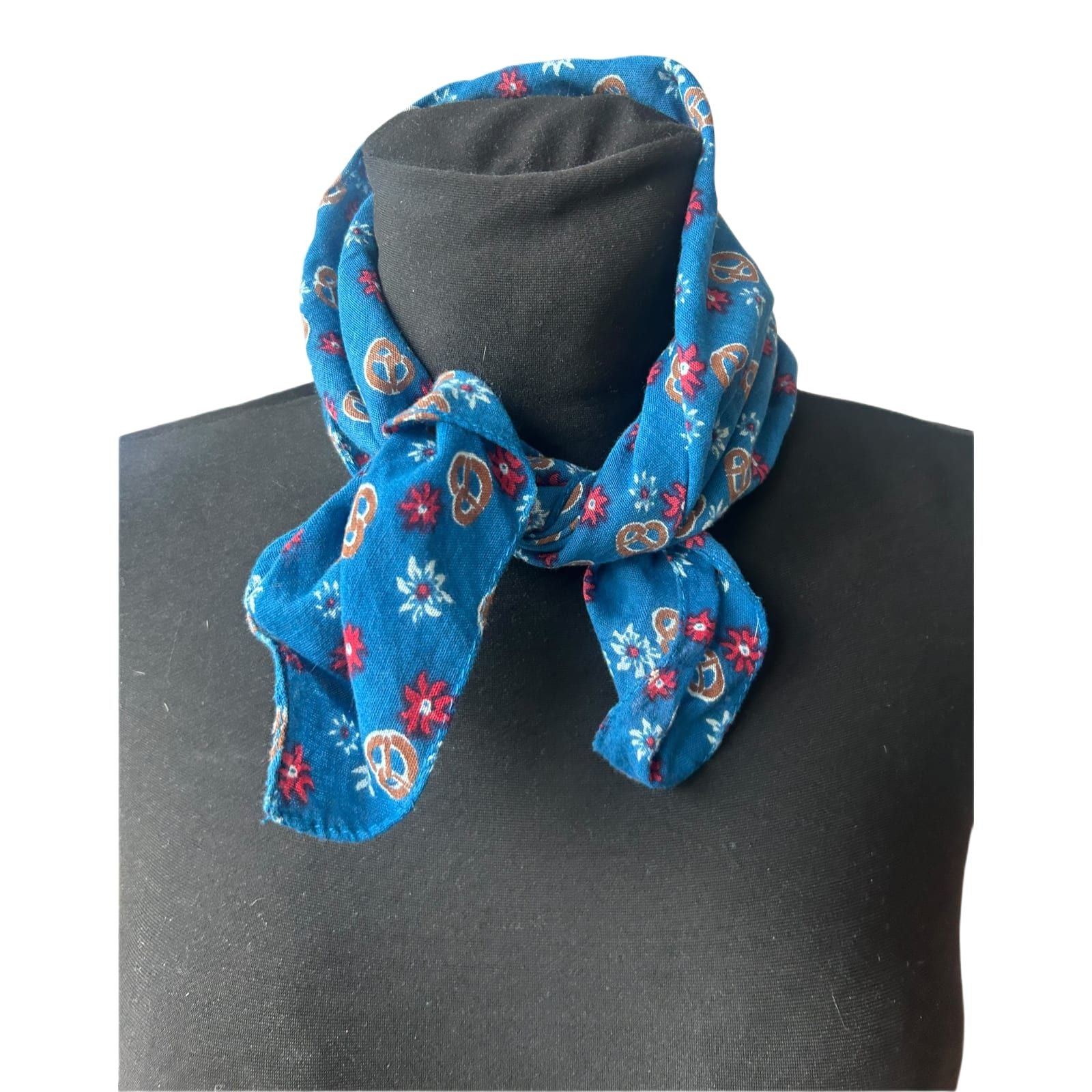 Oktoberfest Halstuch Damen Blau Tracht Dirndl Accessoire Baumwolle Muster