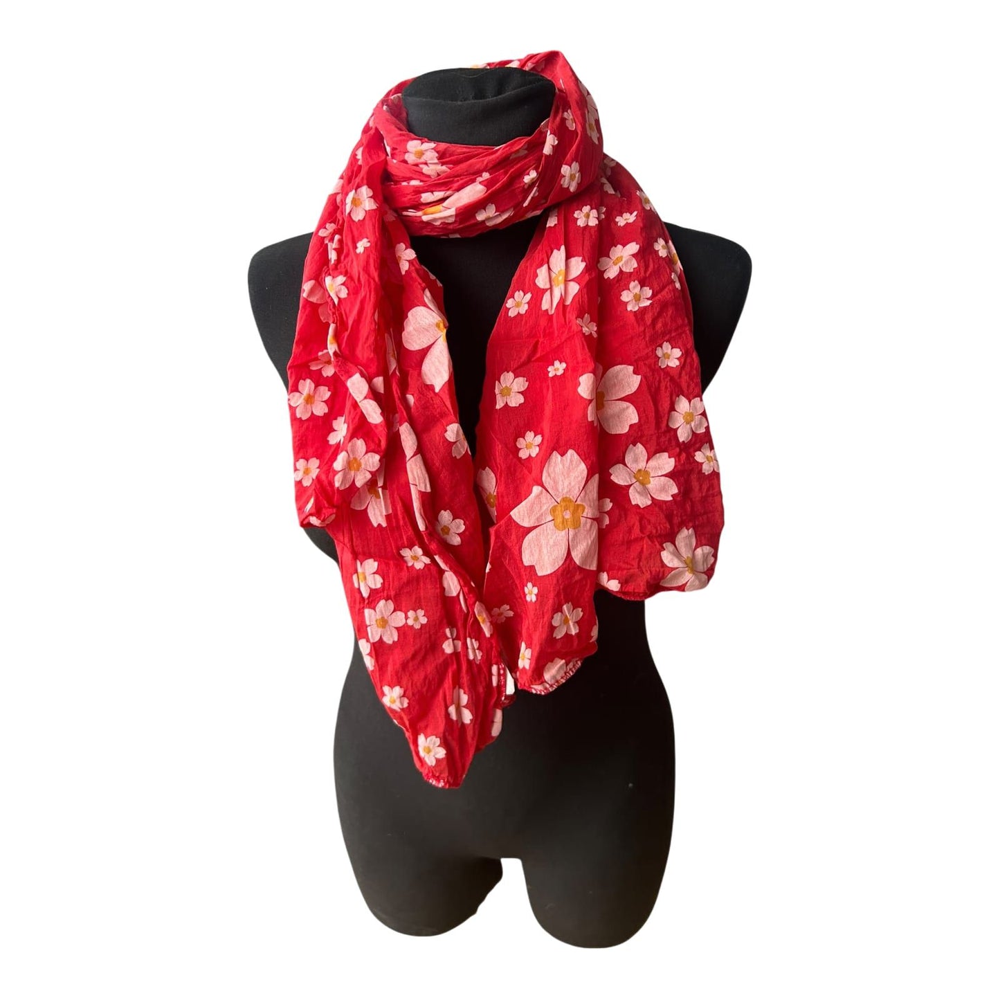 Damen Schal Baumwolle Seide Floral Rot Made in Italy