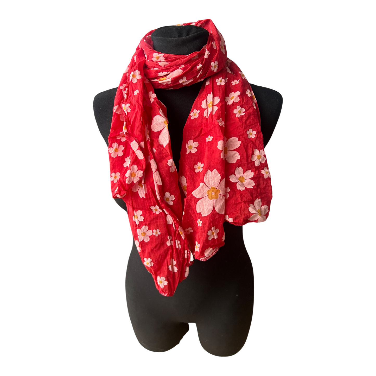 Damen Schal Baumwolle Seide Floral Rot Made in Italy