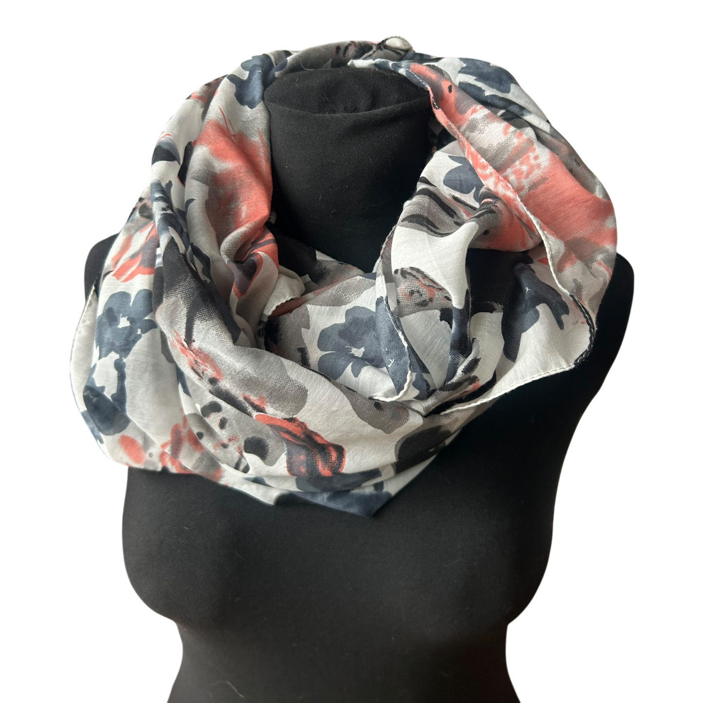 Loop Schal Damen Blumenmuster Grau Schwarz Koralle Weich Groß