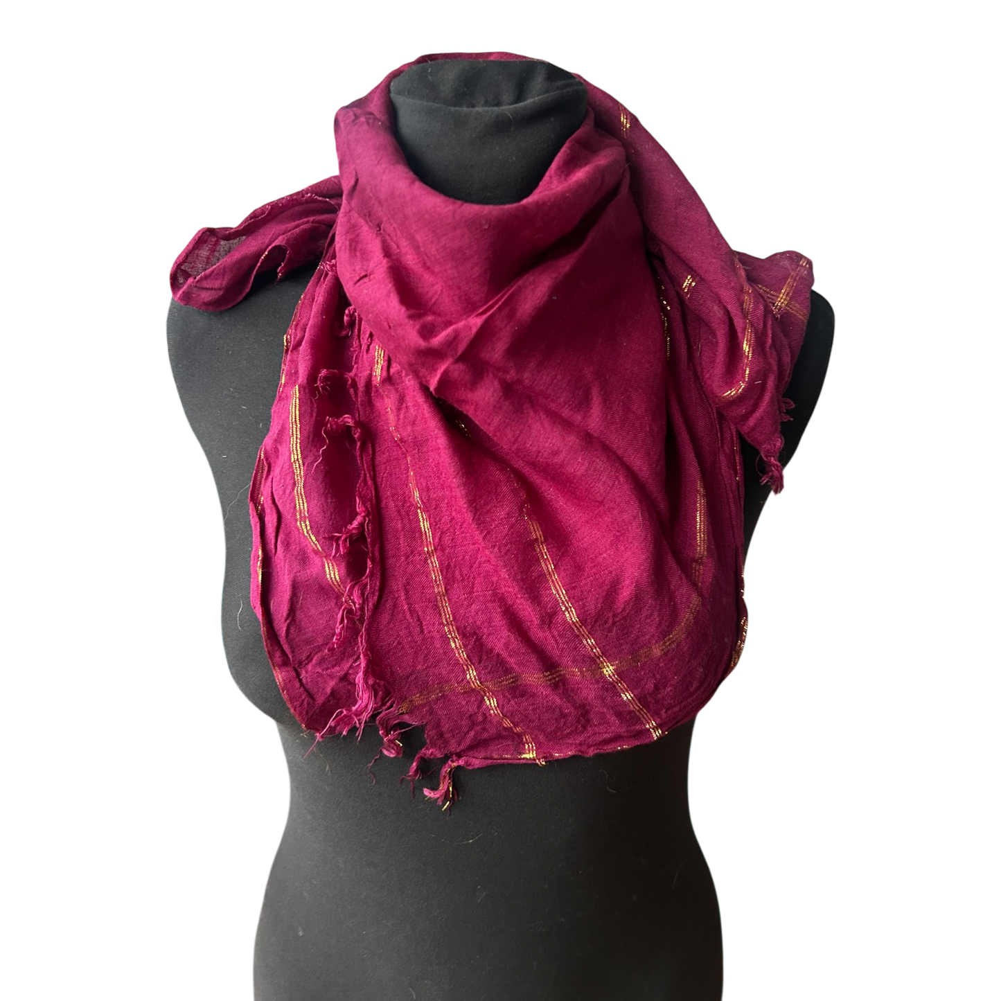 Damen Halstuch Baumwolle Bordeaux Goldfäden Quadrat Tuch Elegant