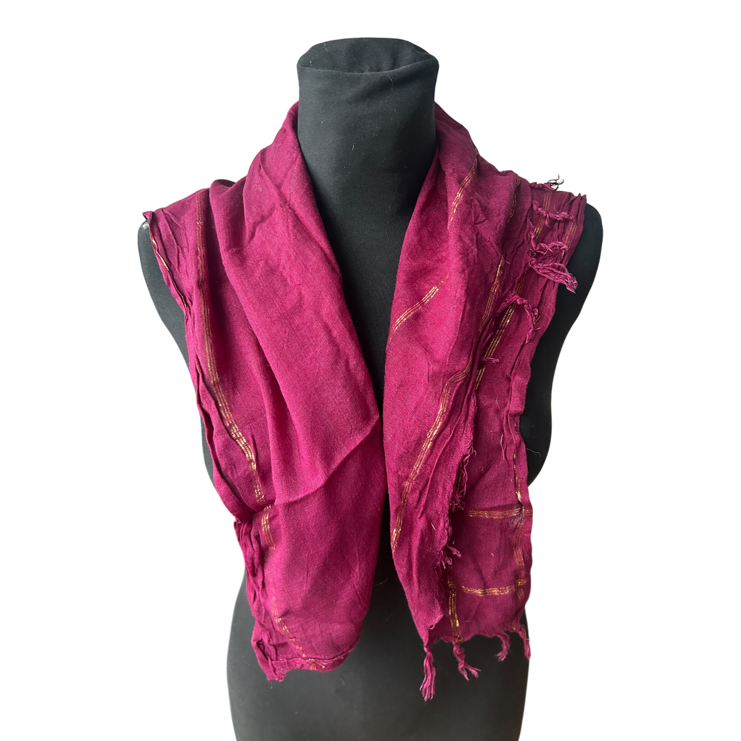 Damen Halstuch Baumwolle Bordeaux Goldfäden Quadrat Tuch Elegant