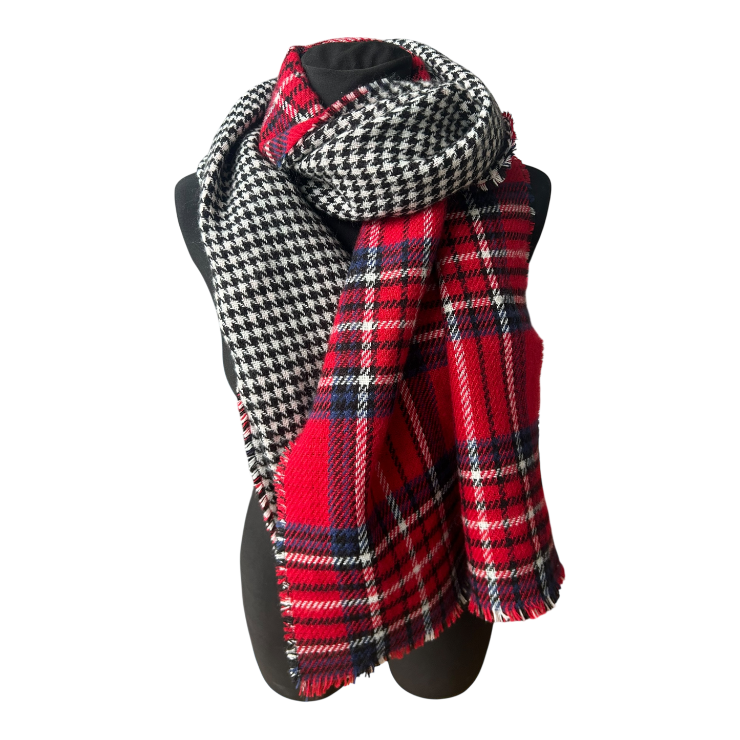 Großer Damen Schal kariert zweifarbig weich flauschig Herbst Winter