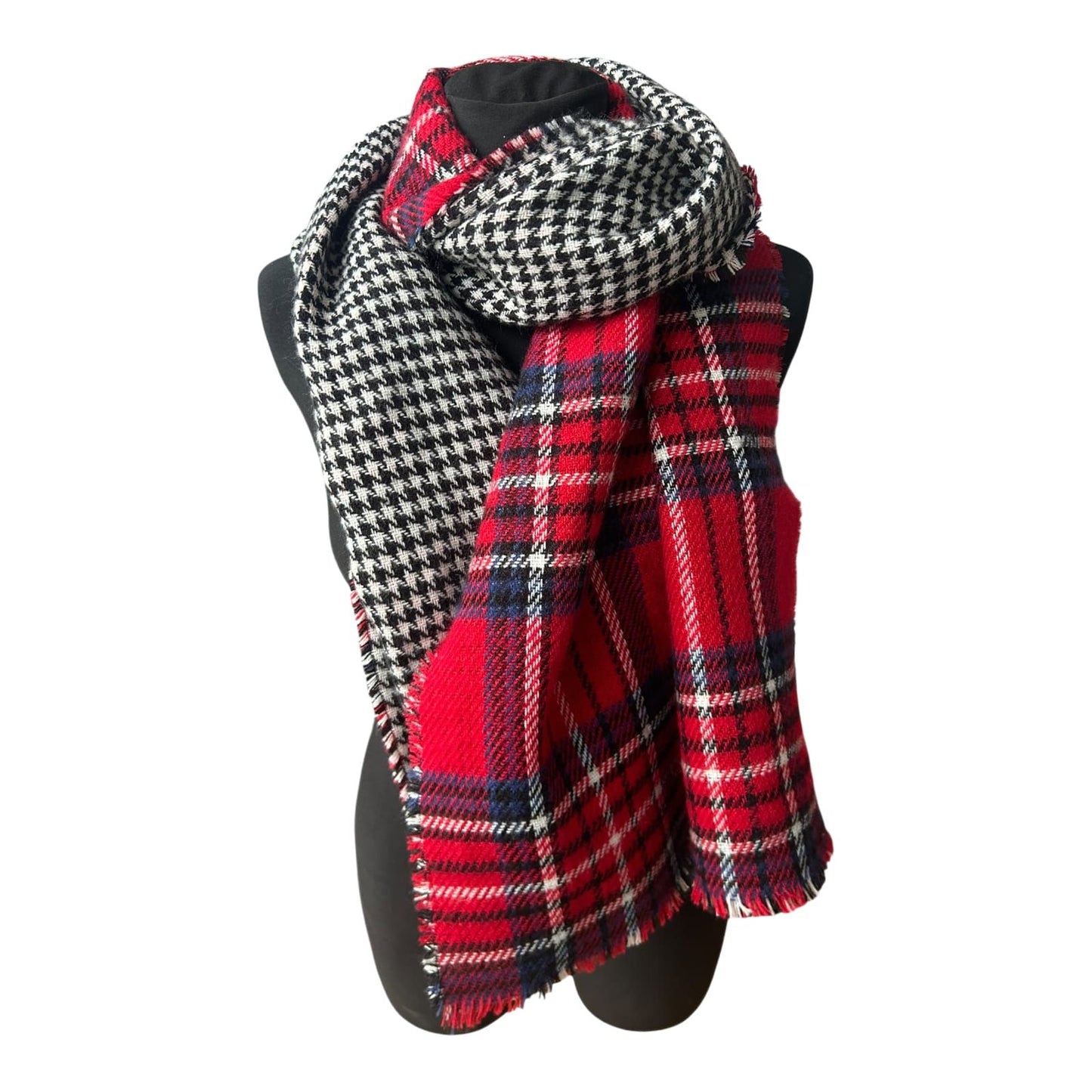 Großer Damen Schal kariert zweifarbig weich flauschig Herbst Winter