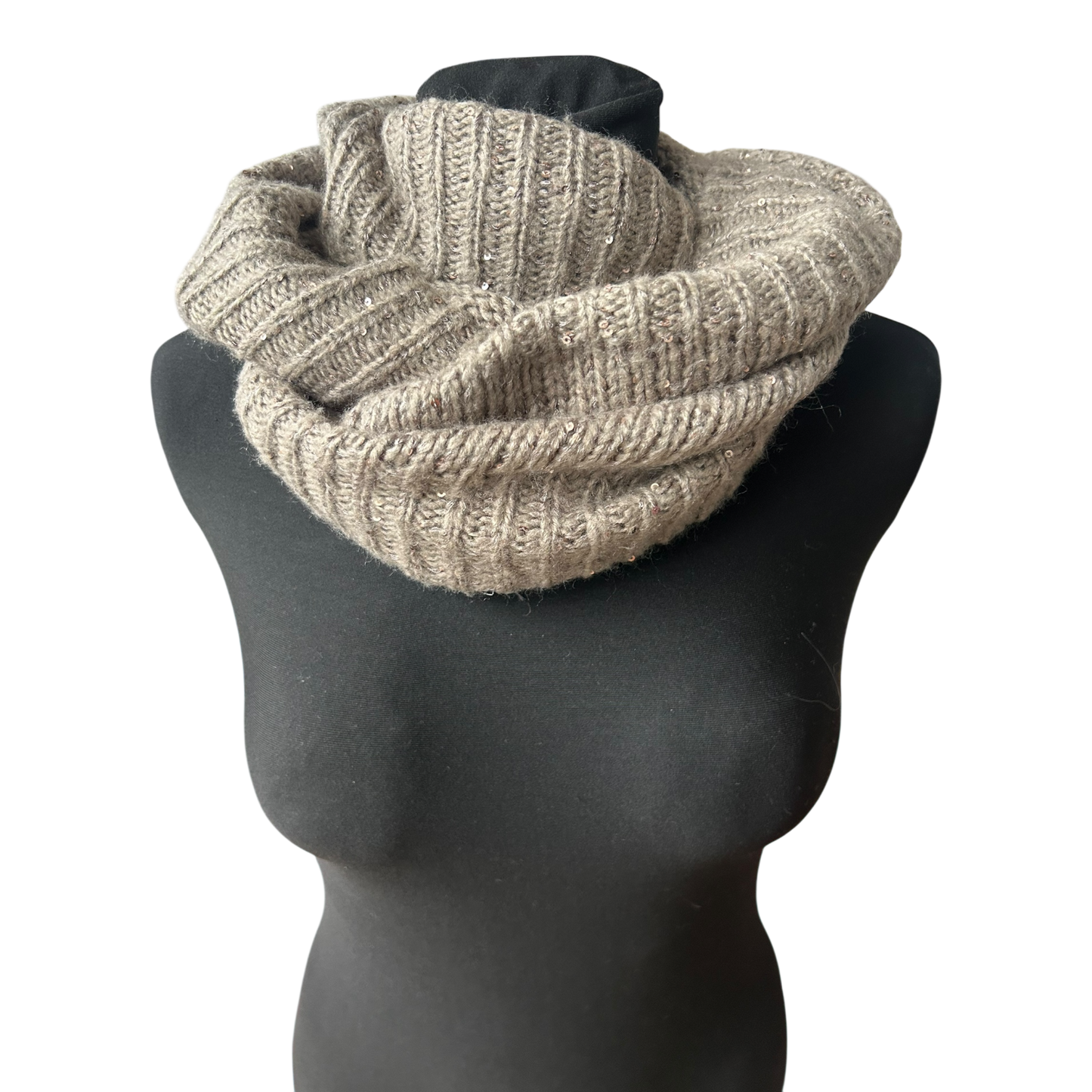 Sehr breiter Damen Loop Schal gestrickt weich mit Pailletten Herbst Winter