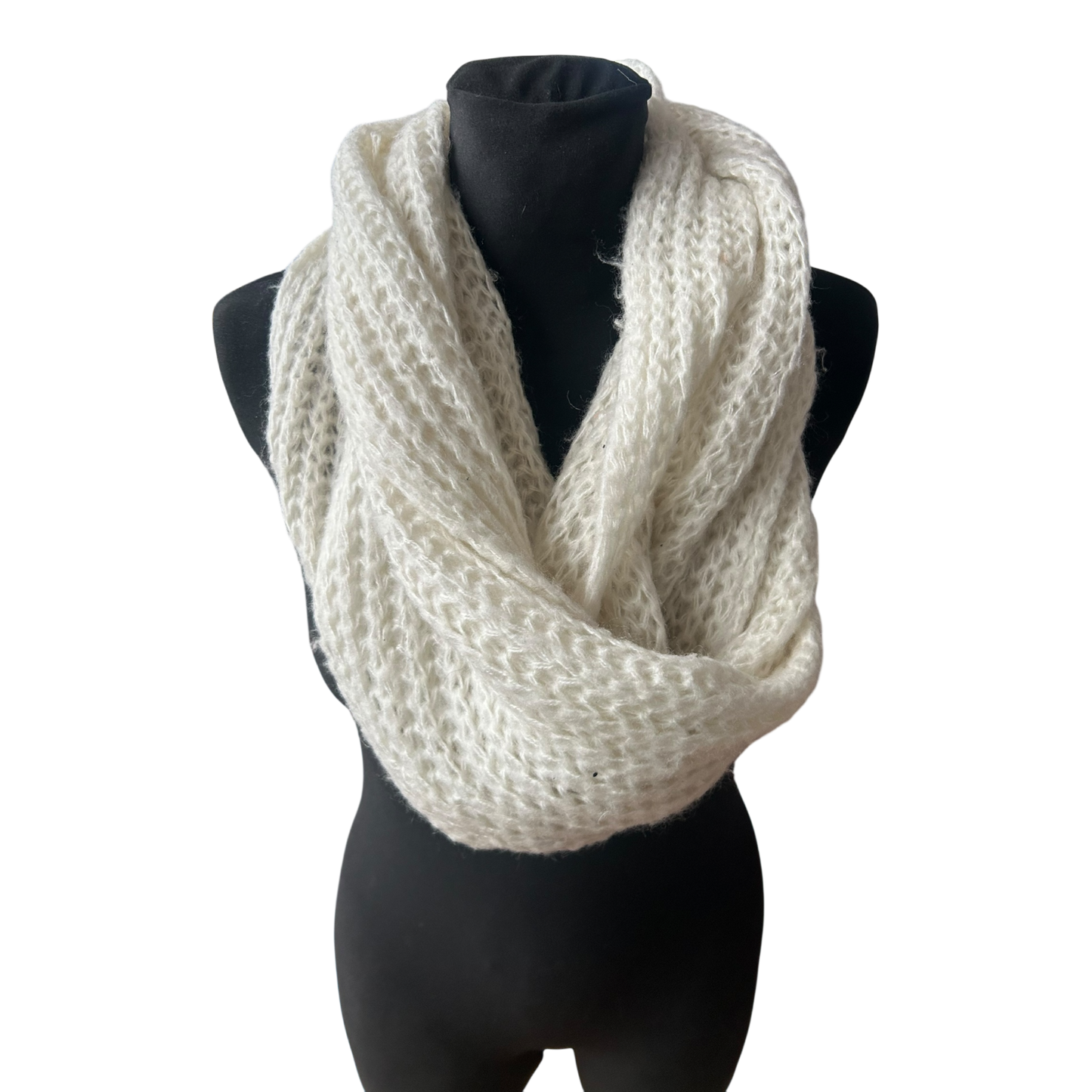 Schöner Damen Loop Schal beige grob gestrickt weich Herbst Winter