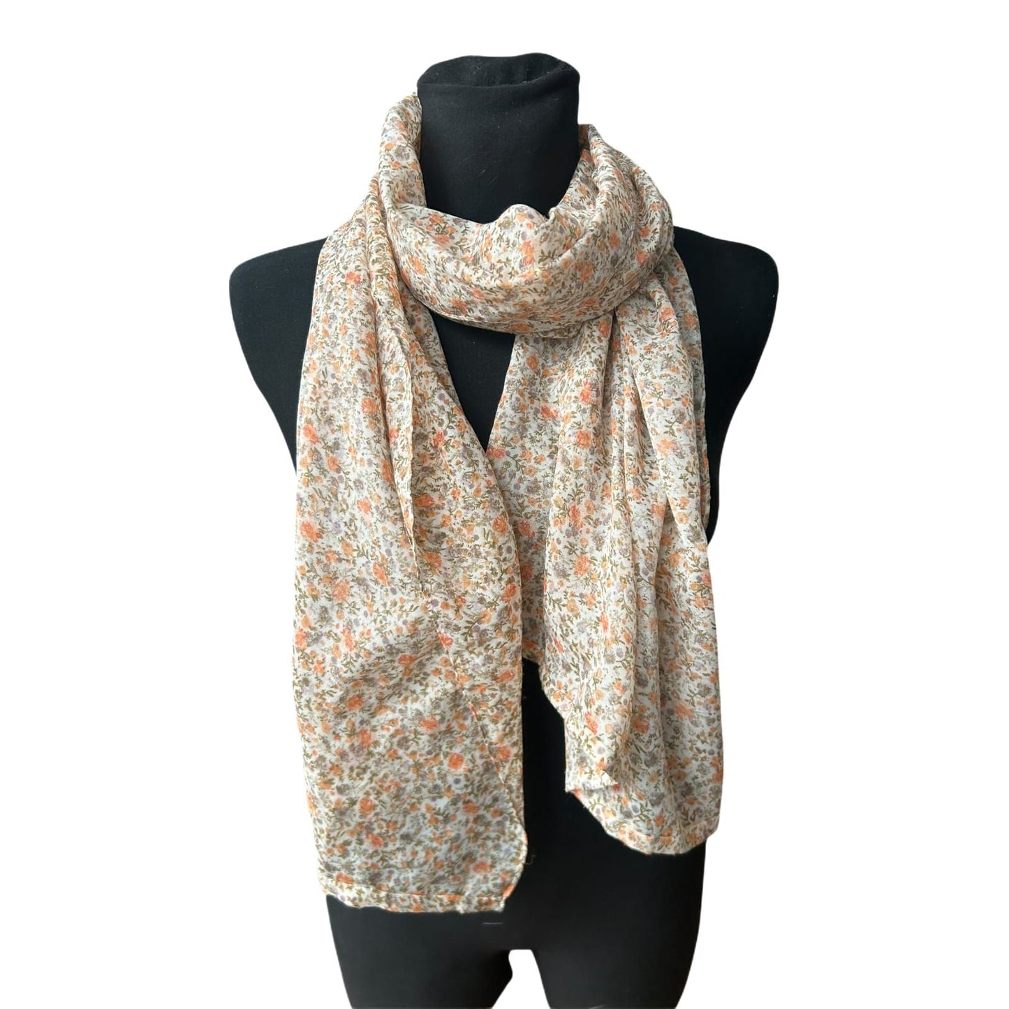 Damen Schal Blumenmuster hellbeige weich leicht Frühling Sommer