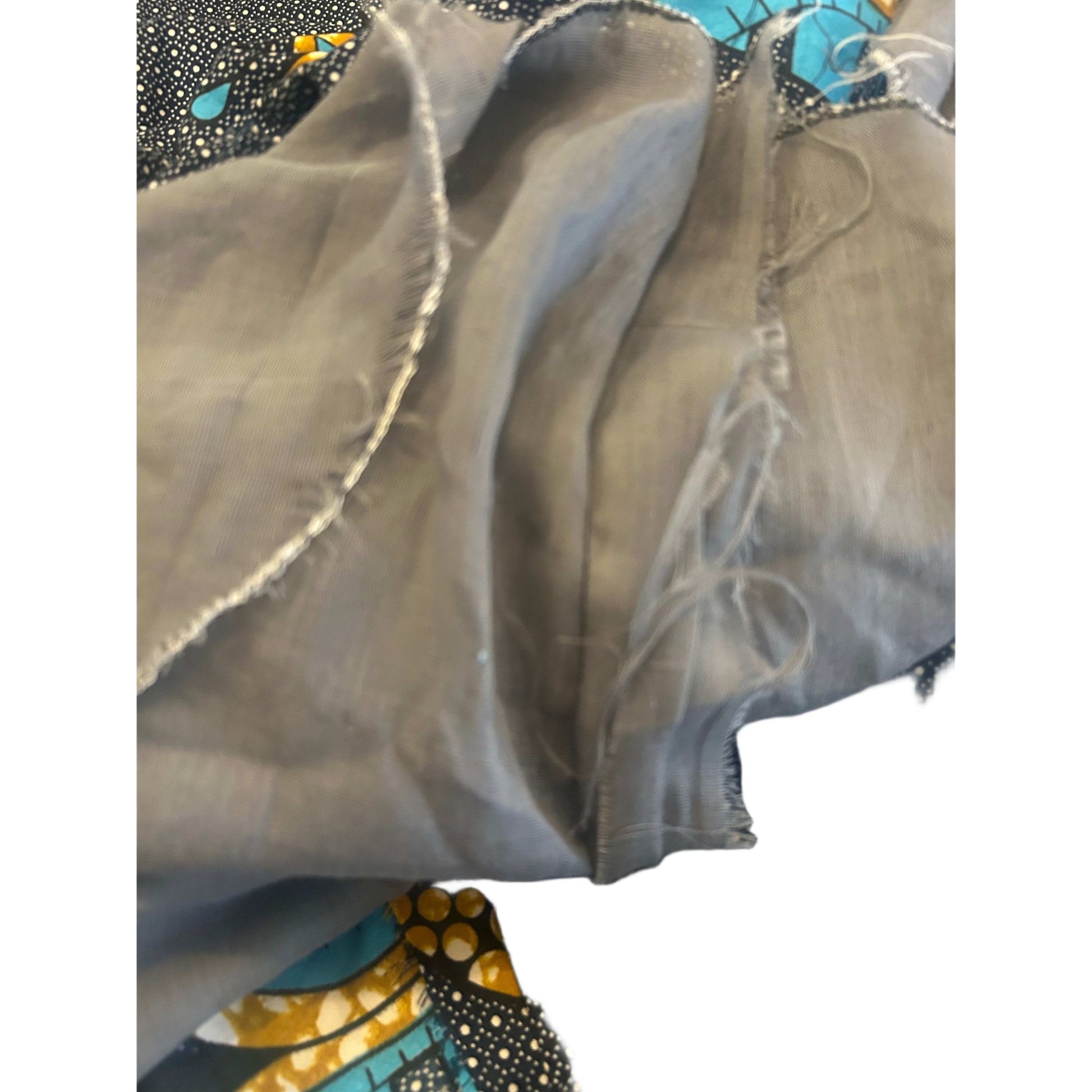 Second Hand Liebe Damenkleid Größe XXS Blau Muster Kurzarm A Linie Midi
