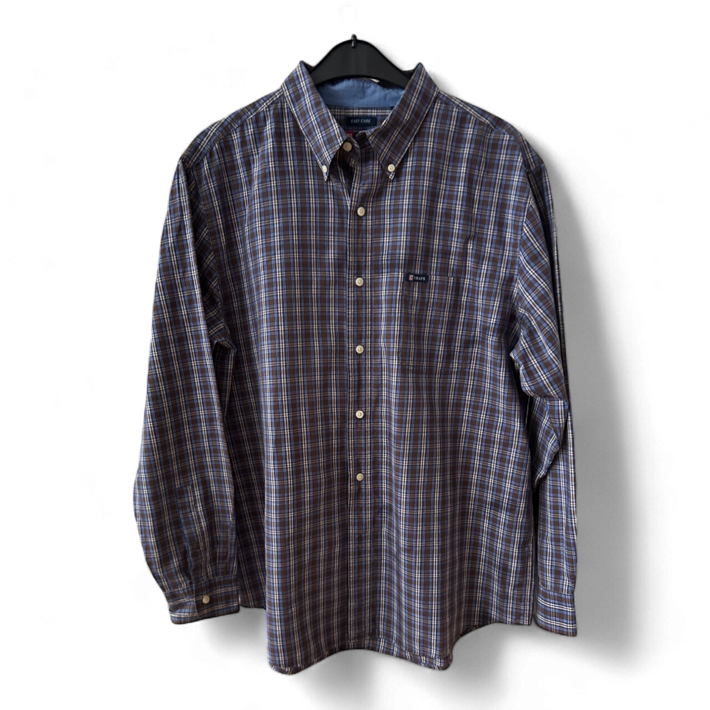 Chaps Easy Care Herrenhemd XL Kariert Langarm Hemd Business Casual Regular Fit