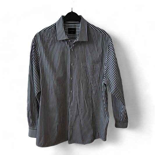👔 Westbury Herrenhemd XL-Schwarz-Weiß-Gestreift  👔