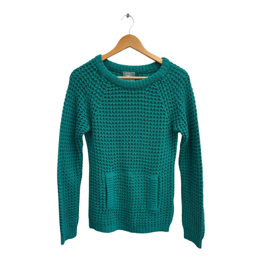 Clockhouse Pullover Damen Gr M Petrol Strick Langarm Rundhals Grobstrick Sweater