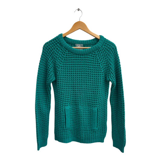 Clockhouse Pullover Damen Gr M Petrol Strick Langarm Rundhals Grobstrick Sweater