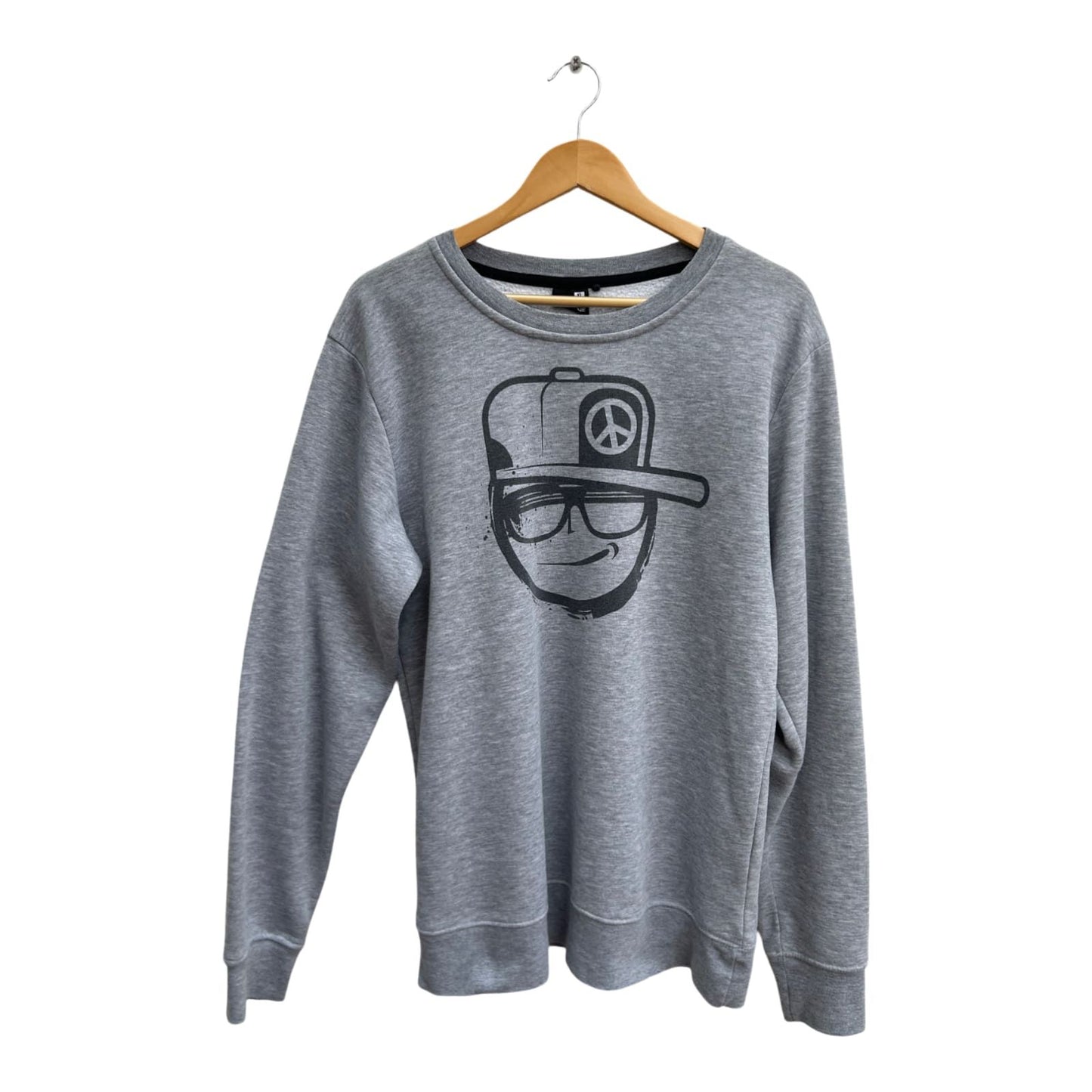 Fishbone Sweatshirt Herren XL Grau Print Rundhals Pullover Baumwolle Streetwear