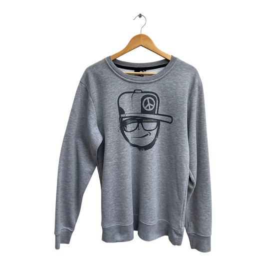 Fishbone Sweatshirt Herren XL Grau Print Rundhals Pullover Baumwolle Streetwear