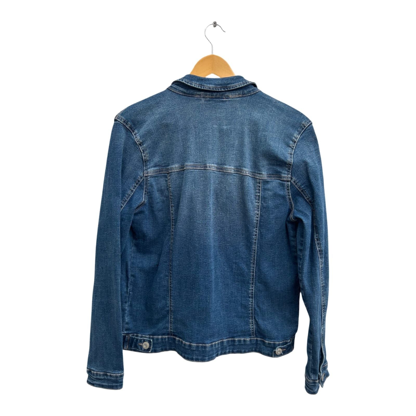 Gina Jeansjacke Damen Gr 44 Blau Denim Stretch Übergangsjacke Freizeit Casual