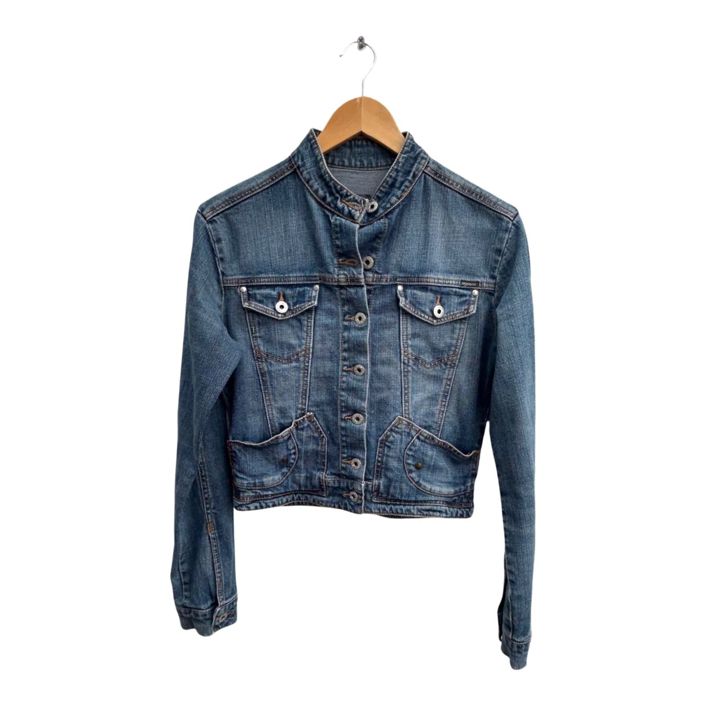 Motivi Jeansjacke Damen Gr 38 Blau Denim Kurzjacke Stretch Trendy Casual