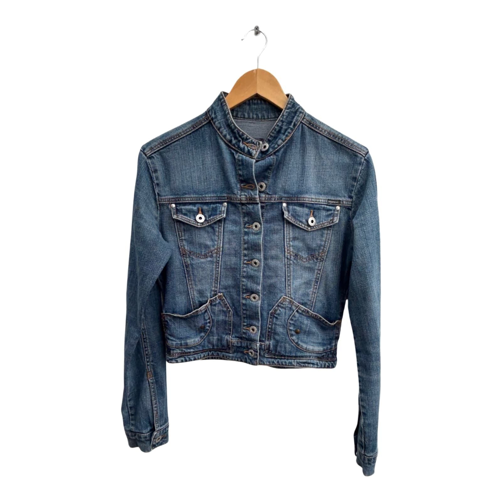 Motivi Jeansjacke Damen Gr 38 Blau Denim Kurzjacke Stretch Trendy Casual