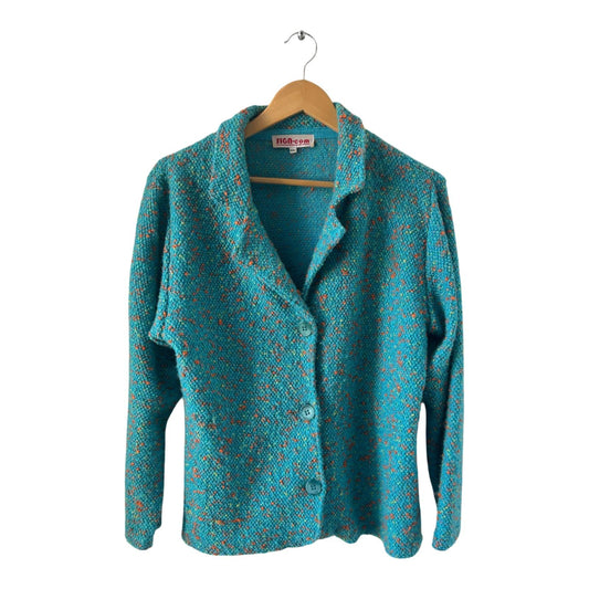 SIGN-com Jacke Damen XXL Türkis Bunt Strukturierte Freizeitjacke ohne Futter