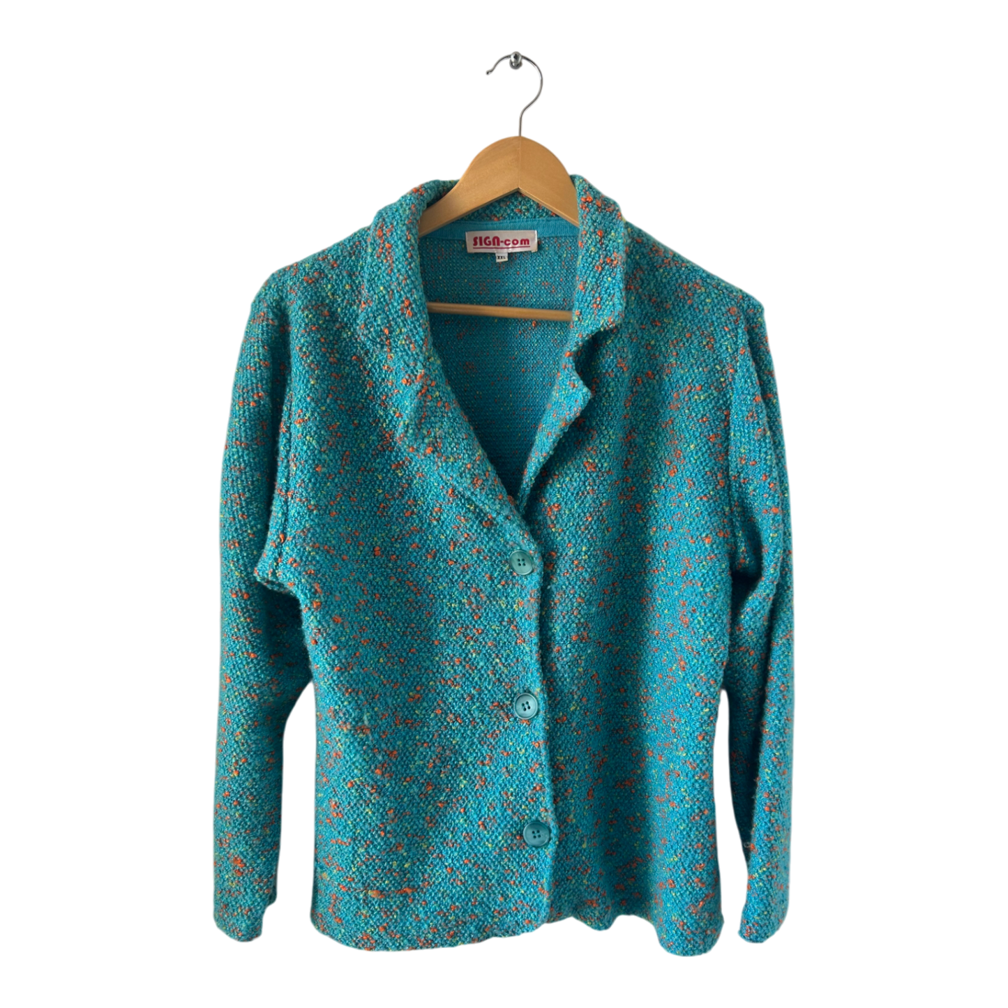 SIGN-com Jacke Damen XXL Türkis Bunt Strukturierte Freizeitjacke ohne Futter