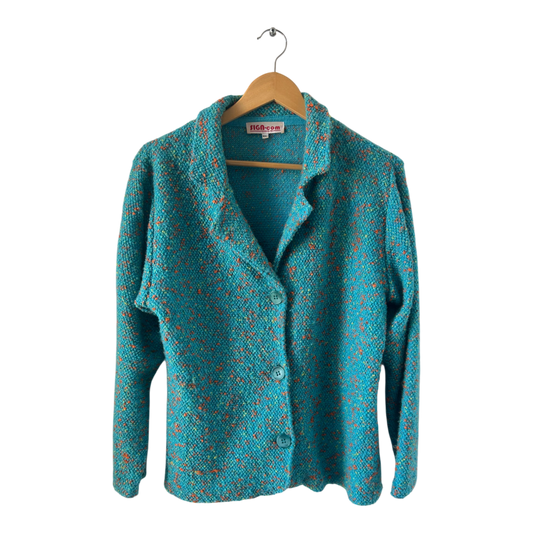 SIGN-com Jacke Damen XXL Türkis Bunt Strukturierte Freizeitjacke ohne Futter