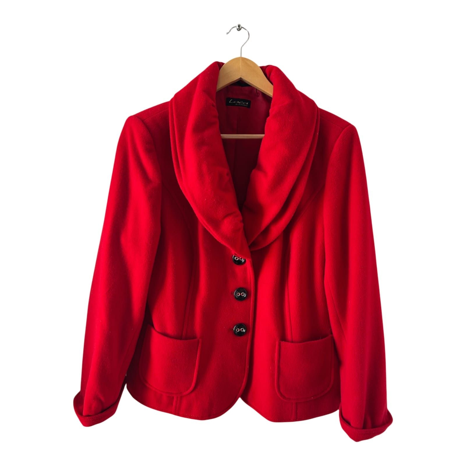 Luca di Firenze Jacke Damen Gr 44 Rot Schurwolle Kaschmir Elegant Jacke