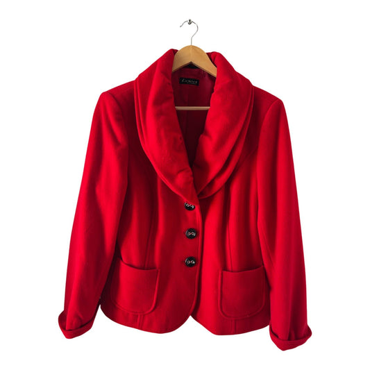 Luca di Firenze Jacke Damen Gr 44 Rot Schurwolle Kaschmir Elegant Jacke